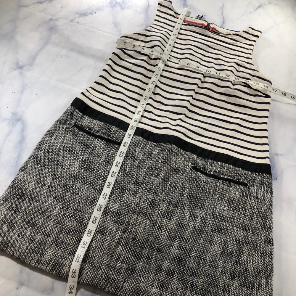 LOFT Black & Cream Drop Waist Knit Stripe Dress - Picture 5 of 8